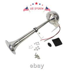 ELECTRIC STAINLESS STEEL SINGLE TRUMPET HORN-MARINE TRUCK CAR BOAT 12V 390mm USA