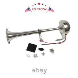 ELECTRIC STAINLESS STEEL SINGLE TRUMPET HORN-MARINE TRUCK CAR BOAT 12V 390mm USA
