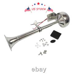 ELECTRIC STAINLESS STEEL SINGLE TRUMPET HORN-MARINE TRUCK CAR BOAT 12V 390mm USA