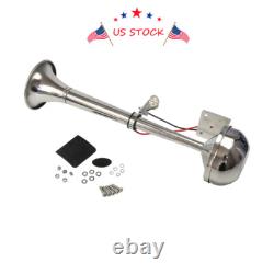 ELECTRIC STAINLESS STEEL SINGLE TRUMPET HORN-MARINE TRUCK CAR BOAT 12V 390mm USA