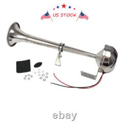 ELECTRIC STAINLESS STEEL SINGLE TRUMPET HORN-MARINE TRUCK CAR BOAT 12V 390mm USA