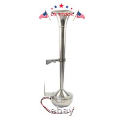 ELECTRIC STAINLESS STEEL SINGLE TRUMPET HORN-MARINE TRUCK CAR BOAT 12V 390mm USA