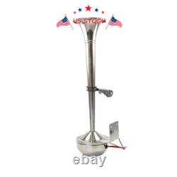 ELECTRIC STAINLESS STEEL SINGLE TRUMPET HORN-MARINE TRUCK CAR BOAT 12V 390mm USA