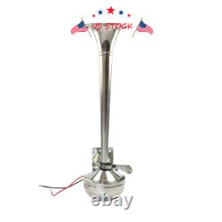 ELECTRIC STAINLESS STEEL SINGLE TRUMPET HORN-MARINE TRUCK CAR BOAT 12V 390mm USA