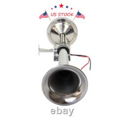 ELECTRIC STAINLESS STEEL SINGLE TRUMPET HORN-MARINE TRUCK CAR BOAT 12V 390mm USA