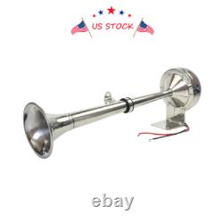 ELECTRIC STAINLESS STEEL SINGLE TRUMPET HORN-MARINE TRUCK CAR BOAT 12V 390mm USA