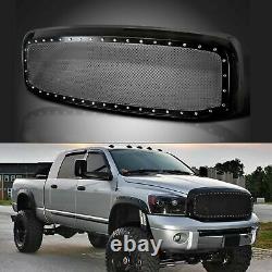 Fit Dodge Ram 2006-2008 Truck Black Stainless Steel Rivet Wire Mesh Grill Shell