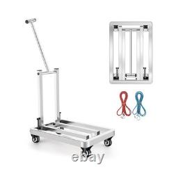 Folding Stainless Steel Hand Truck, Adjustable Handle Utility Cart with 4 Whe