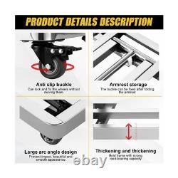 Folding Stainless Steel Hand Truck, Adjustable Handle Utility Cart with 4 Whe