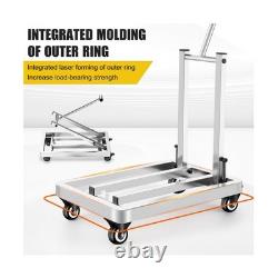 Folding Stainless Steel Hand Truck, Adjustable Handle Utility Cart with 4 Whe