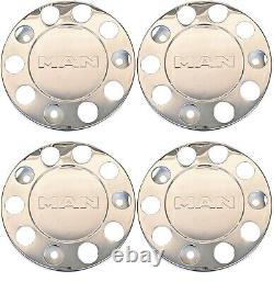 For Man Truck Stainless Steel 22.5 Truck Wheel Trim Covers 4 Pcs