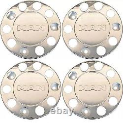 For Man Truck Stainless Steel 22.5 Truck Wheel Trim Covers 4 Pcs