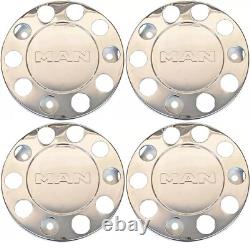 For Man Truck Stainless Steel 22.5 Truck Wheel Trim Covers 4 Pcs