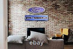 Ford F-150 Truck Stainless Steel Wall Hanging Sign Blue/Chrome 35 x 9