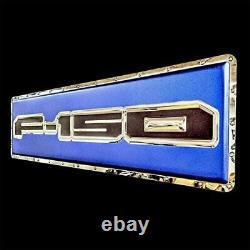 Ford F-150 Truck Stainless Steel Wall Hanging Sign Blue/Chrome 35 x 9