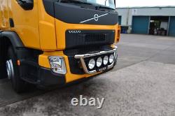 Grill Bar + Round Spot Lamps For Volvo FE 2013+ Polished Stainless Steel Truck
