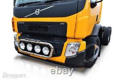 Grill Bar + Round Spot Lamps + Step Pad For Volvo FL 2006+ Stainless Steel Truck