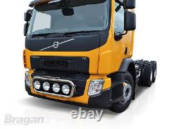 Grill Bar + Round Spot Lamps + Step Pad For Volvo FL 2006+ Stainless Steel Truck
