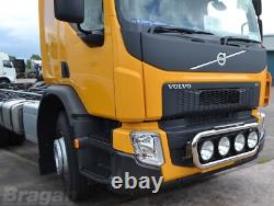 Grill Bar + Round Spot Lamps + Step Pad For Volvo FL 2006+ Stainless Steel Truck