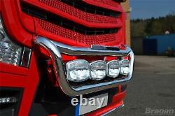 Grill Bar + Side LEDs For Mercedes Atego 2007+ Stainless Steel Front Light Truck