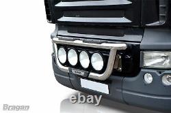Grill Bar + Spots + Step Pads For Scania 4 Series Polished Stainless Steel Truck
