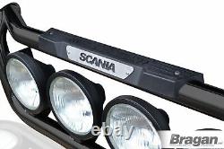 Grill Light Bar BLACK + Side LEDs For Scania 4 Series Stainless Steel Truck