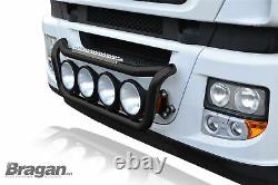 Grill Light Bar BLACK + Side LEDs For Scania 4 Series Stainless Steel Truck