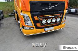 Grill Light Bar D BLACK + LEDs For Volvo FE 2013+ Stainless Steel Truck Front