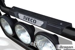Grill Light Bar D BLACK + Side LED For Iveco Trakker Stainless Steel Truck Front