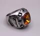 Jb Hunt Trucking Ring Orange Sapphire, Genuine Diamonds Size 9.5 Stainless Steel