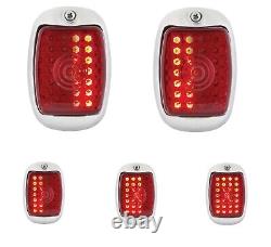LH & RH Sequential LED Tail Lights Stainless Steel For 1940-53 Chevy / GMC Truck