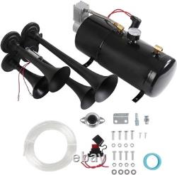 Loud 150 Decibel 4 Trumpet Air Horn 12V Compressor Stainless Steel Truck