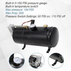 Loud 150 Decibel 4 Trumpet Air Horn 12V Compressor Stainless Steel Truck
