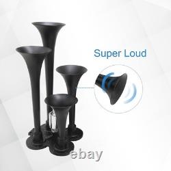 Loud 150 Decibel 4 Trumpet Air Horn 12V Compressor Stainless Steel Truck
