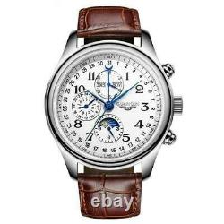 Men's Mechanical Watch Moon Phase Watch Leather Waterproof Automatic Luxury Gift