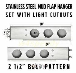 Mud Flap Hanger Light Cutouts Spring Loaded 2.5 Bolt Semi Truck Stainless Steel