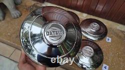 NOS Rare Datsun 510 Bluebird Dog Dish Hub Caps Wheel Covers 13 Stainless steel