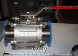 POK Stainless Steel 4 3-piece Fire Truck Ball Valve M/M (Male / Male) NPT