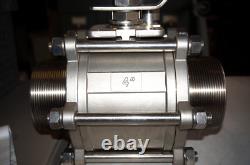 POK Stainless Steel 4 3-piece Fire Truck Ball Valve M/M (Male / Male) NPT