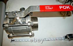 POK Stainless Steel 4 3-piece Fire Truck Ball Valve M/M (Male / Male) NPT