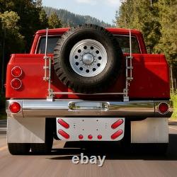 PRINIC Tail Light Panel Stainless Steel for Semi Truck with Four Light Ovals