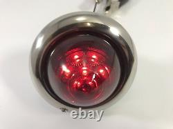 Pair 2 Glass Beehive Universal Round LED Tail Light Stainless Bezel Baby Bullet