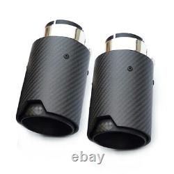 Pair Car Truck Exhaust Tip Matt Carbon Fiber Fit for BMW F10 F11 F12 F30 F32 F36