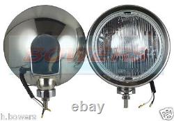 Pair Of Maxtel 12v/24v 8 1/4 Stainless Steel Round Spotlights Spotlamps Truck