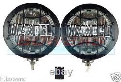 Pair Of Maxtel 12v/24v 8 1/4 Stainless Steel Round Spotlights Spotlamps Truck