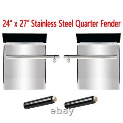 Pair Stainless Steel 24x 27 Quarter Fender & Mount Post for Semi Truck Trailer