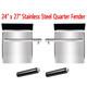 Pair Stainless Steel 24x 27 Quarter Fender & Mount Post For Semi Truck Trailer