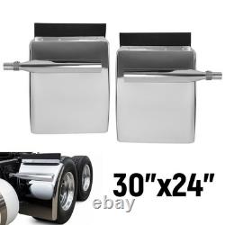 Pair Stainless Steel 30x24 Quarter Fender WithFlush Mount Bracket For Semi Truck Pair Stainless Steel 30x24 Quarter Fender WithFlush Mount Bracket For Semi Truck
