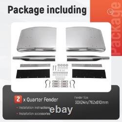 Pair Stainless Steel 30x24 Quarter Fender WithFlush Mount Bracket For Semi Truck Pair Stainless Steel 30x24 Quarter Fender WithFlush Mount Bracket For Semi Truck