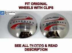 Pair Stainless Steel Clip Style Hubcaps for 1941-1948 Chevrolet